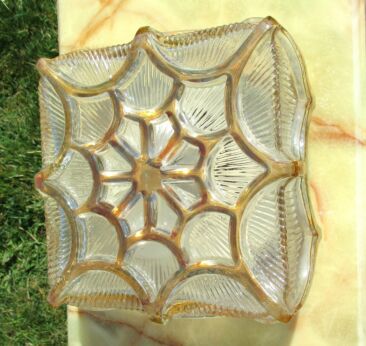 Vintage Clear champagne Glass Flushmount Sconce Lamp Amber Square Lovely