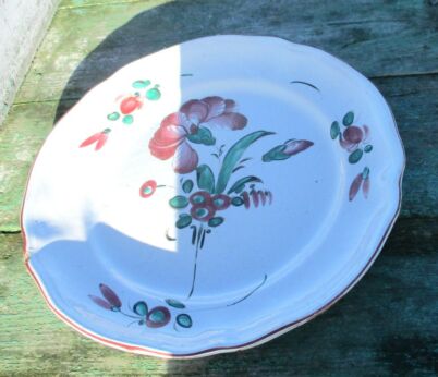 Large Antique Porcelain Plate 18th Century Strasbourg French Faience Luneville