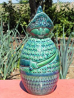 Rare Mid Century Italian Ceramic Lamp Base Figure era Bitossi Raymor Rimini Blue