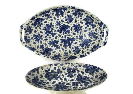Two Dishes plates Centerpiece Blue white Decor Beatrix Societe Ceramique Maastricht