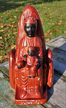 Our Lady Of Montserrat Black Madonna Infant Jesus La Moreneta Plaster Statuette