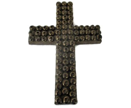 Large Mid Century Design Ceramic Modern Crucifix Ceramic Gold era Amphora