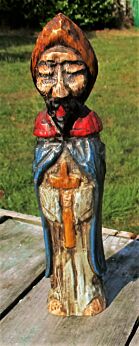 Lovely Polychrome Wooden Wall Hanging Figurine statuette Saint Crucifix