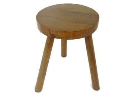 Vintage Hand Carved wood Tripod Milking Stool Pedestal Table Pedestal Barn Style