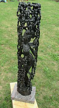 Large Statue Hand Carved Hard Wood Asian Indonesian Woman Goddess Marble Foot