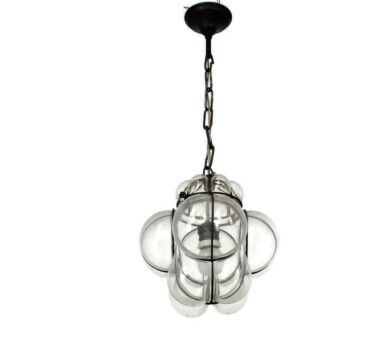 Caged pendant Chandelier Clear Art glass Ceiling Light Ali Baba Style Lamp era Murano Venetian Lamp