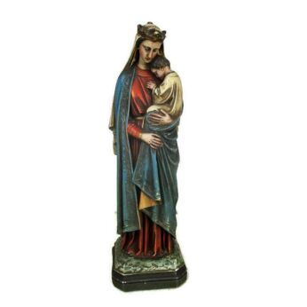Antique 1900 L Church Statue Sedes Sapientiae Holy Mother Infant Neo gothic 17"