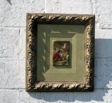 Gorgeous Limoges Fragonard Framed Tile Wood Gesso Frame Marked Lovely