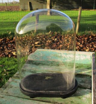 Antique Oval Victorian Hand Blown Glass Dome Globe Mantel Clock Steampunk 13.78"