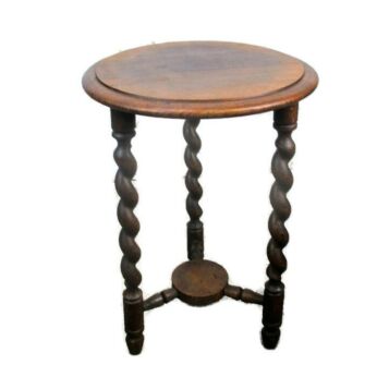 Small Barley Twist Wood Side Occasional Wine Table Pedestal Plant Stand 19.48"