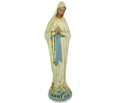 Small Statue Our Lady of Banneux Lady of the Poor Virgin Plaster 8.26"