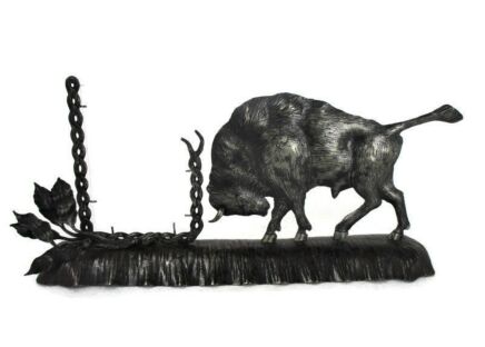 Wrought Hammered Iron picture Mirror frame Bull Leafs