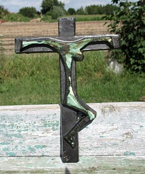 Mid Century Design Ceramic Modernist Crucifix era Perignem Amphora signed F.A.T