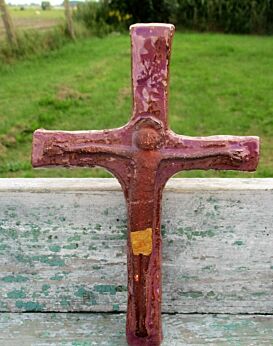Small Mid Century Design Ceramic Modernist Crucifix era Perignem Amphora Lilac