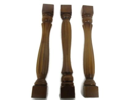 3 Reclaimed Carved Wood Large Spindles Balusters Trim Posts Pillar Salvaged