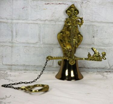 Wall Mounted Brass Bell Ornate Dragons Vintage