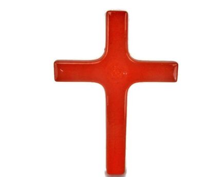 Mid Century Modern Ceramic Crucifix Orange Era Amphora Perignem