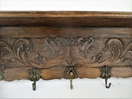 Gorgeous Vintage Hand Carved Wood Coat Kitchen hat Rack Dolphins Figurines WOW