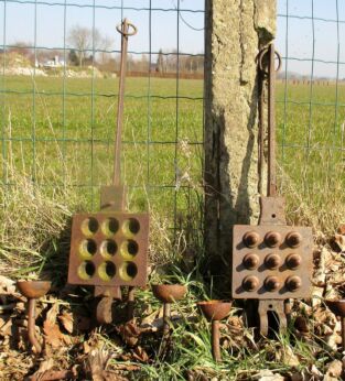 Antique Cast Iron Waffle Iron Turned into Two-Arm Wall Sconces Steampunk 2 piece
