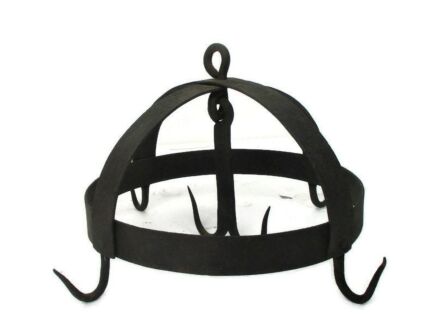 antique Hanging Butcher Rack Cast Wrought Iron 5 hooks French authentic Barn