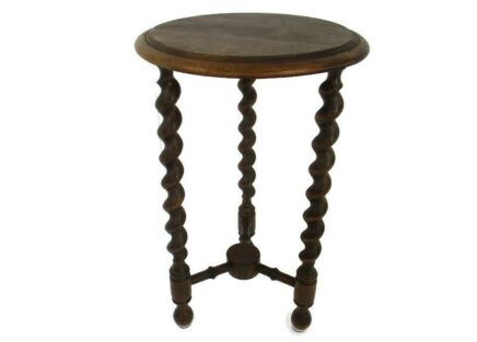 Barley Twist Wooden Side Wine Table Pedestal Plant Bonsai Stand Two Tier Barn Country Farmhouse Style  19.88"