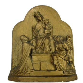 High Relief Tableaux Virgin Infant Child Plaster Statue Adoration Angel Lovely