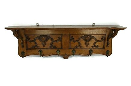 Hand Carved Wood Coat Hat Rack Ornate Breughel Style Beautiful 30s-40s