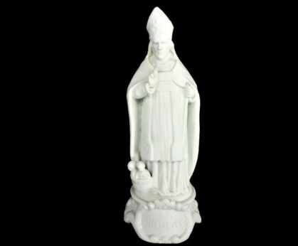 French Antique 1900 Bisque Statue Saint Nicholas of Myra Wonderworker Patron Saint Sailors Children Exceptional Collector