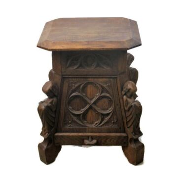 Breton Medieval Style Pedestal Table Plant Stand Side Table Female Figurines