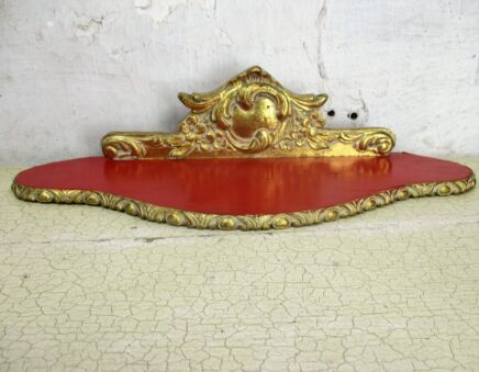 Small Ornate Wall Mounted Console Shelf Gold Wood Hollywood Regency Corbel