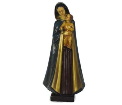 XL Chapel Virgin Mary Madonna Infant Child Plaster Statue Polychrome Blue Robe Majestic Art Deco Signed Van laere