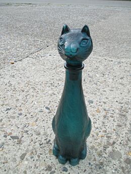 Vintage Mid Century Barware Italian  Art  Glass Kitty Cat  Bottle Decanter Lid