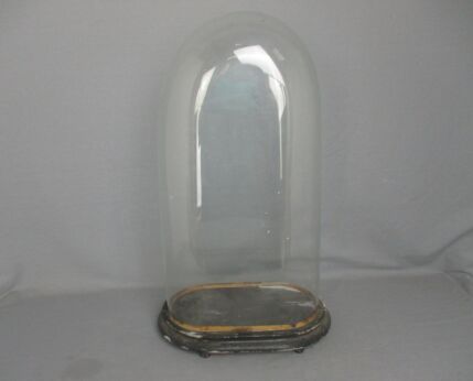 Antique Victorian Oval Hand Blown Glass Globe Dome Doll Clock 20.27" 10.62"