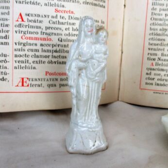 Miniature French statue Virgin Mary Madonna Infant Porcelain Gorgeous HTF 4.13"