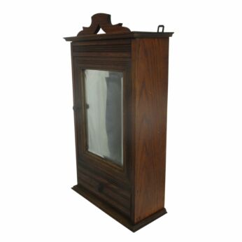 Vintage Oak Inlay Kitchen Apothecary Wall Cabinet Beveled glass mirror Beautiful