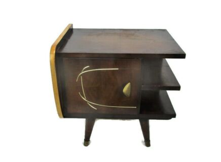 Vintage Nightstand Wood Mid Century Modernist End table Commode Retro Funky Two Toned Special