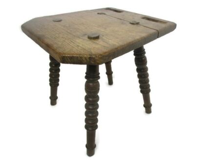 Old Milk Milking Stool Farmhouse Country Barn Style Side Display Table Pedestal Plant Stand HTF Rare Barn Find