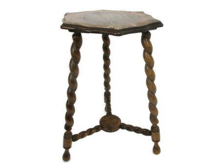 Barley Twist Wooden Side Wine Table Pedestal Plant Bonsai Stand Two Tier Barn Country Farmhouse Style