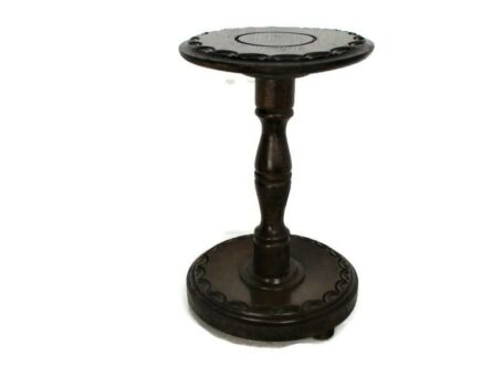 Side Display Table Pedestal Plant Bonsai Stand Barn Country Farmhouse hand Carved Wood 14.56"
