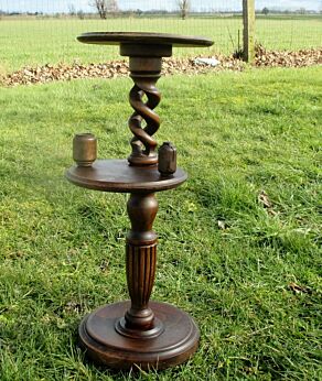 Carved wood 2 Tier Open Barley Twist Pedestal Table Plant Stand Side Table 24"