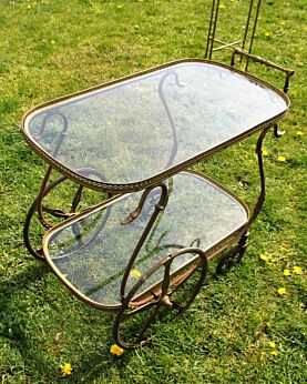 Cocktail Bar Cart Trolley Swan Heads French era maison Jansen Bagues
