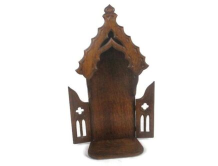 hand Carved Wooden Chapel Niche for Statue Gothic Style Standing Lovely Vintage