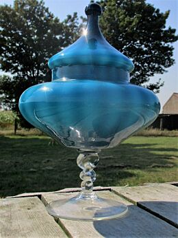 Vintage 60's Italian Cased Glass Apothecary Candy Jar Bottle era Murano Empoli