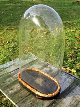 Victorian Antique Oval Hand Blown Glass Dome Globe Mantel Clock 18.11"