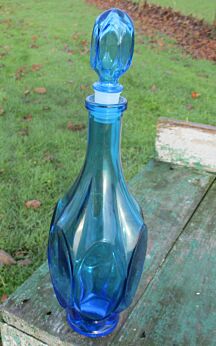 Vintage Blue Glass Genie Bottle Decanter Decoration Stopper Crystal form