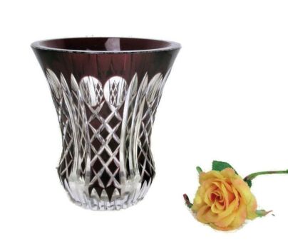 Cut to clear Crystal Vase Amethyst Purple Cranberry Beautiful Stylish 5.90"