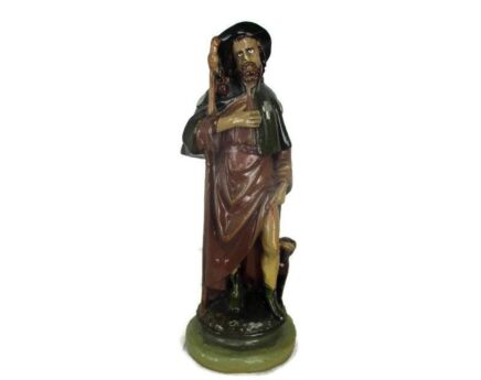Statue Saint Roch Rocchus Rocco Plaster Patron of Dogs Bachelors HTF 12.59" Collector