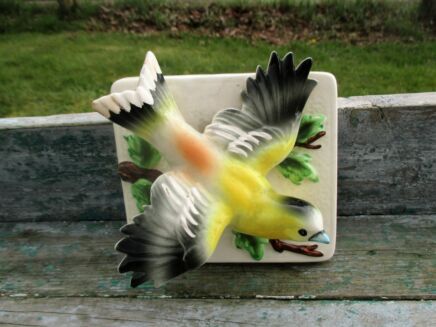 Bird Wall Plaque Ceramic Yellow Lovely Figurine Wall Hanging