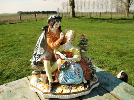 Vintage Large Capodimonte Figurine Medieval Couple Courting Lovely Marked