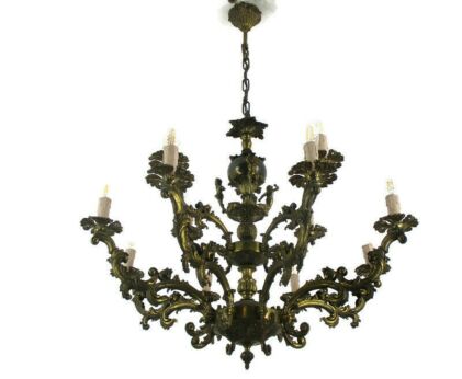 Vintage Chandelier Putti Cherubs Angels 12!! arm Lights Brass Gorgeous Two tier